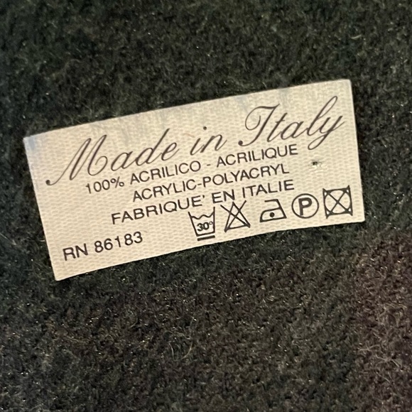 Dark Academia Green, Purple & Navy Blue Plaid Scarf Made in Italy w/ Fringe; OS - Picture 2 of 5